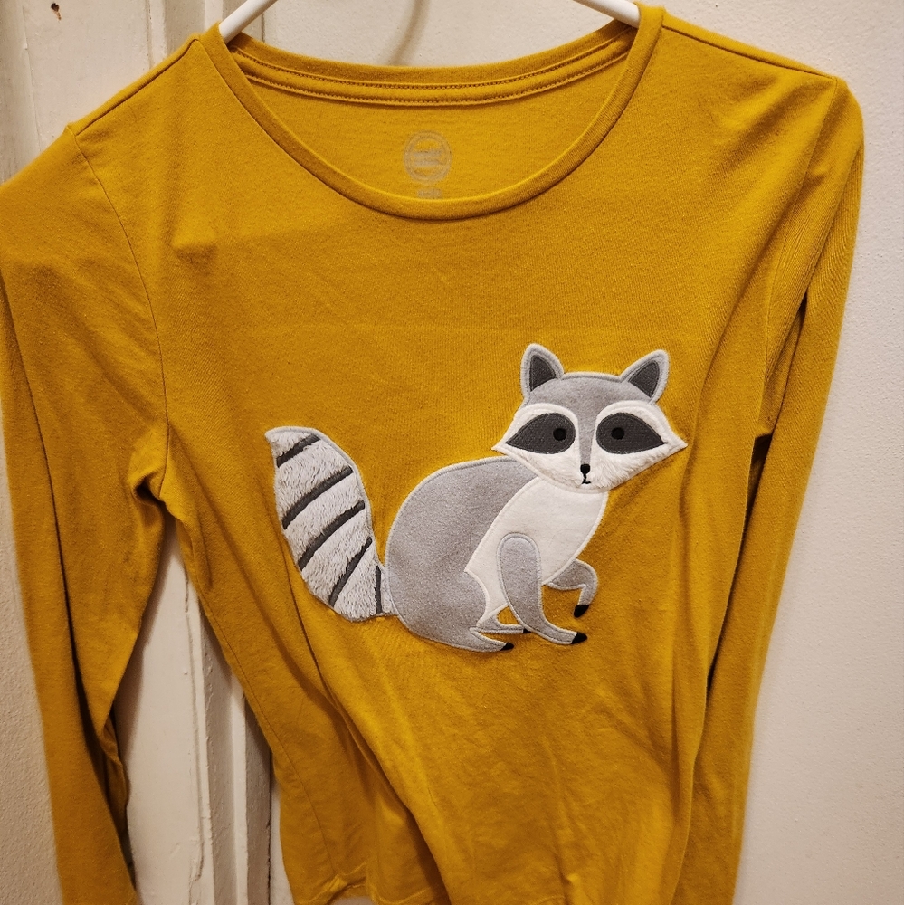 Wonder nation long sleeve yellow raccoon top